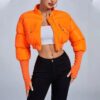 Charlie Cropped Puffer Jacket Bright Orange
