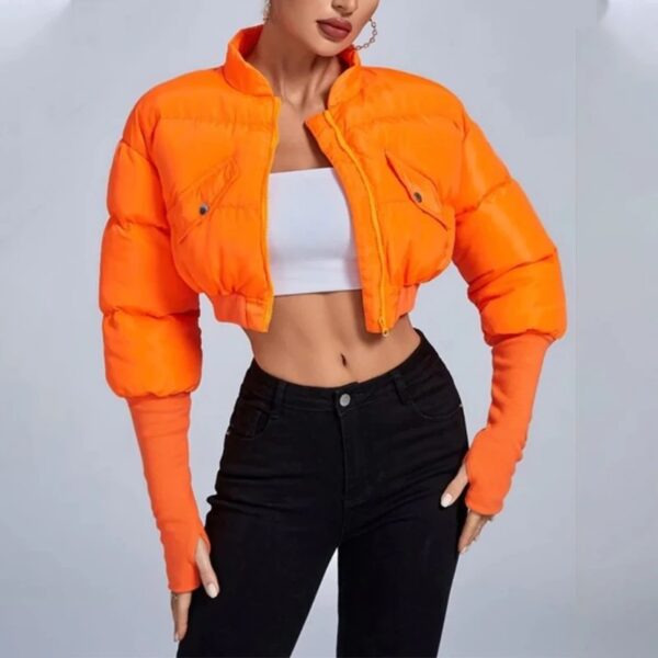 Charlie Cropped Puffer Jacket Bright Orange