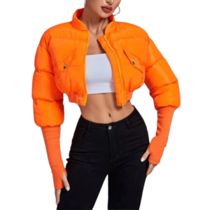 Charlie Cropped Puffer Jacket Bright Orange